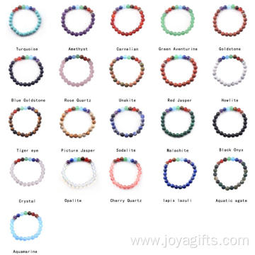 2016 Urban Fashion 7Chakra Stone 8mm Kinds Material Loose Beads Streth Bracelet